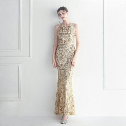 Craft Beaded Positioning Floral Sequin Star Wedding Prom Maxi Dress by Ragazza