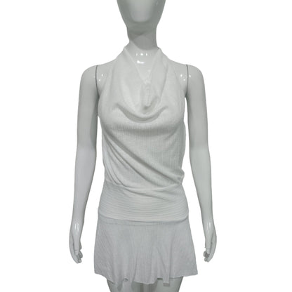 Sexy Swing Collar Dress Women Summer White Halter Backless Faux Two Piece Waist A line Dress by Ragazza