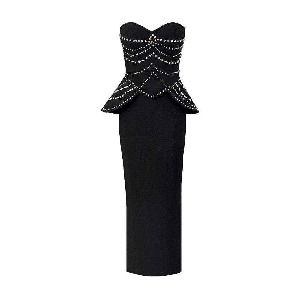 Diamond Sexy Tube Top Bandage One Piece Dress Niche Party Skinny Long Evening Dress by Ragazza