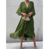 Women Clothing Solid Color Tied Maxi Dress Batwing Sleeve Irregular Asymmetric Dress by Ragazza