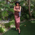 Simple Solid Color Square Collar Sling Dress Summer Slim Cotton Linen Maxi Dress by Ragazza