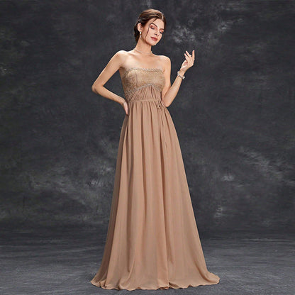 Tube Top Evening Dress Sexy High End Host Women High-End Sense Adult Ceremony Graduation Autumn Winter by Ragazza