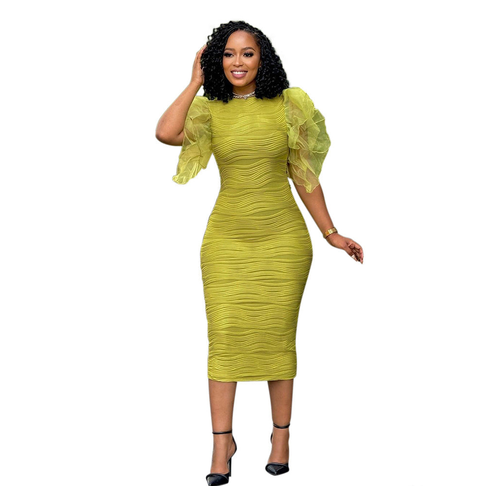 Women Clothing Stitching Ruffle Sleeve Summer Africa Dress by Ragazza