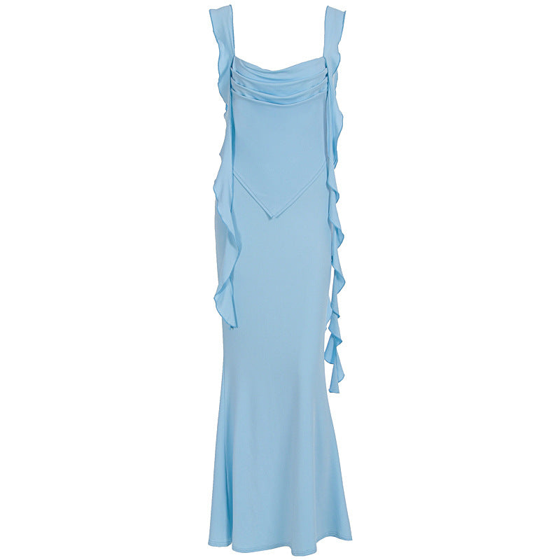 Women Clothing Summer Internet Famous Sexy Suspenders Tube Top Ruffled Ribbon Dress by Ragazza