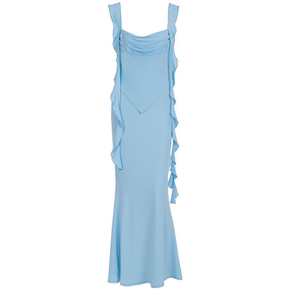 Women Clothing Summer Internet Famous Sexy Suspenders Tube Top Ruffled Ribbon Dress by Ragazza