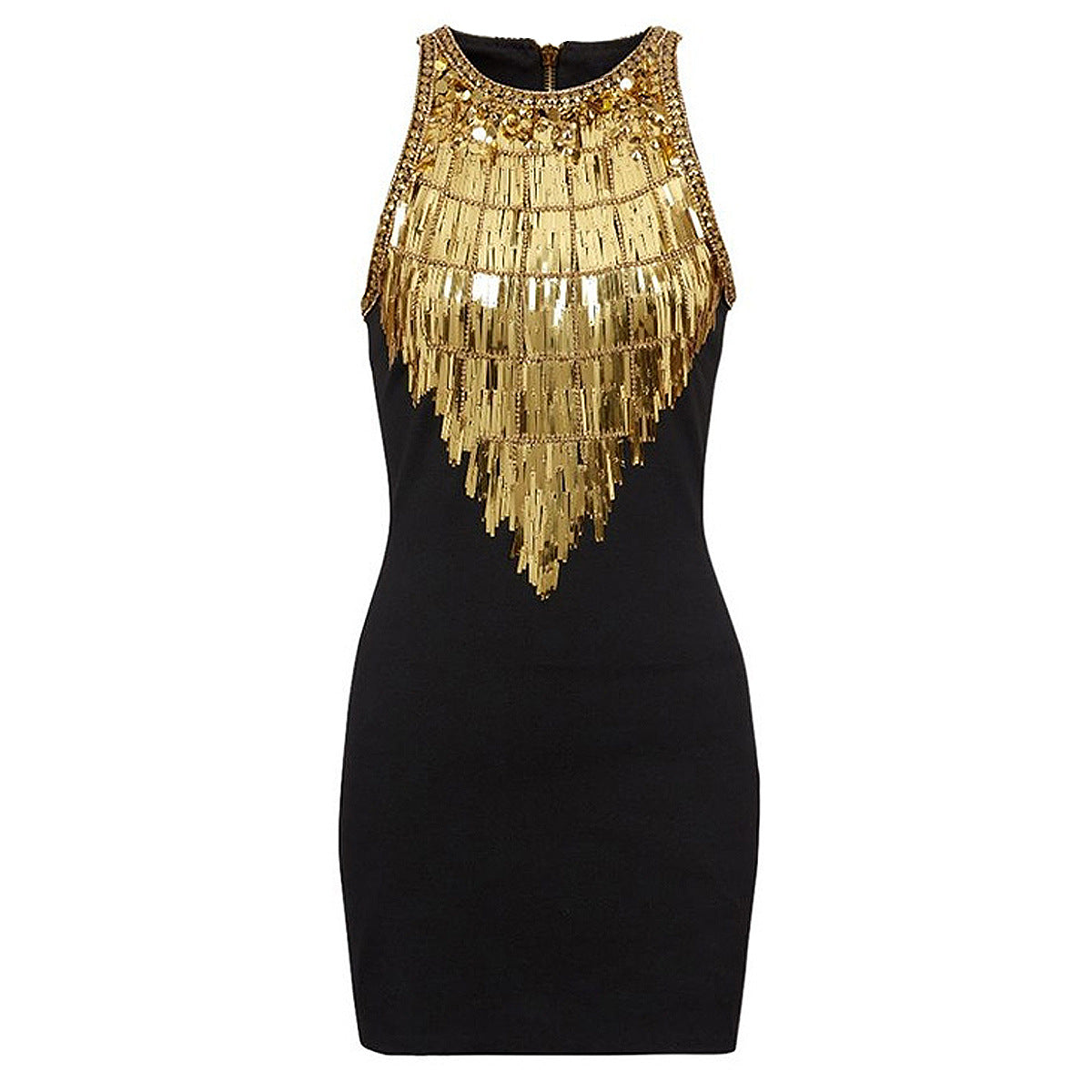 Sleeveless Slim Sexy Black Dress Light Luxury Heavy Industry Beads Dress Women Dress Hip by Ragazza