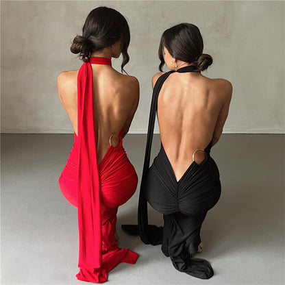 Summer Women Clothing Sexy Backless Halter Sheath Slim Fit Evening Dress Dress for Women by Ragazza