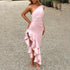Autumn Sexy Oblique Shoulder Sleeveless Hip Backless High Slit Sexy Slim Fit Dress  DestGlow