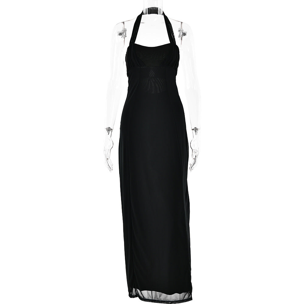 Spring Sexy Halter Stitched Backless Slim Fit Sheath Dress by Ragazza