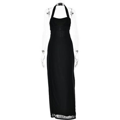 Spring Sexy Halter Stitched Backless Slim Fit Sheath Dress by Ragazza