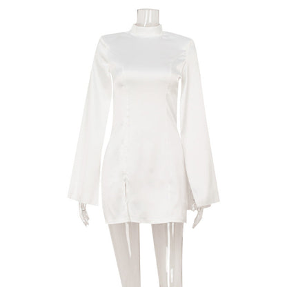 Slim Fit Slimming Light Luxury Court Advanced Satin Cape Sleeve Dress Short Dress by Ragazza