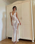 Women V neck Lace Stitching Sleeveless Waist Hollow Out Cutout Lace Dress by Ragazza