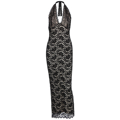 Summer Women Clothing Sexy Halter Lace Split Slim Slimming Dress by Ragazza