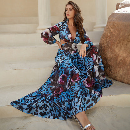 Leopard Print Long Sleeve Dress by Ragazza
