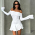 Women Clothing Spring Summer Personality Slim Fit Ruffled Sheath off the Shoulder Long Sleeve Dress by Ragazza