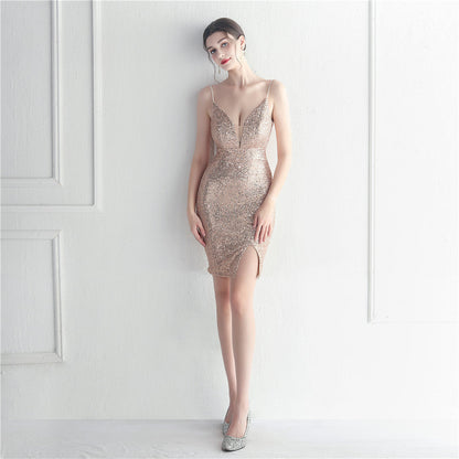 Sequ Dress Car Model Bridesmaid Celebration Activity Sexy Sling Hip Wrapped Short Small Dress by Ragazza