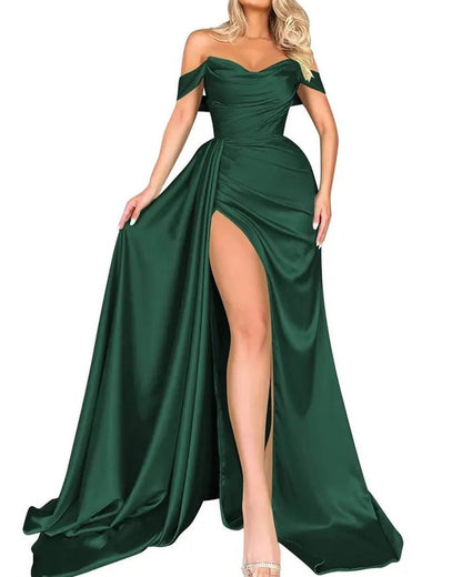 Cocktail High Slit Sexy Host Off Shoulder Slimming Party Evening Dress by Ragazza