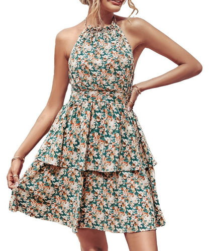 Summer Halter Backless Printed Sleeveless Dress Women Clothing by Ragazza