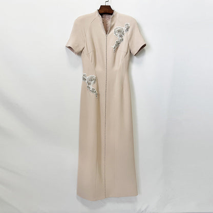Star Heavy Industry Beads Diamond Slim Mid Length Dress Small Dress  DestGlow