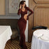 Women Clothing Fashionable Elegant Sexy Hollow Out Cutout Slim Fit U Neck Long Sleeved Dress by Ragazza