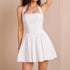 Tencel Slub Pleated Dress Sexy Backless Halter Slim Fit Waist A line Dress by Ragazza