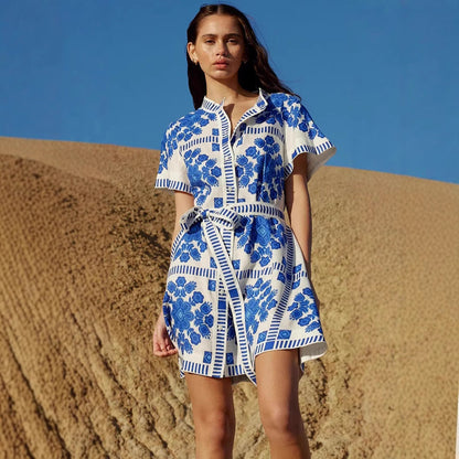 Summer Trade Casual Women Clothing Printed Lace up Dress by Ragazza