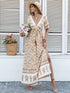 Women Bohemian Beige Printed Dress Long Tassel by Ragazza