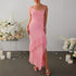 Mesh Strap Dress Sexy Sexy Backless Irregular Asymmetric Wooden Ear Split Sheath Dress by Ragazza