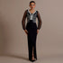 Heavy Industry Beads Drilling Sexy V neck Slit Mesh Long Sleeve Stitching Bandage One Piece Long Dress by Ragazza