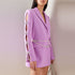 Dyed Fabric Dignified Sense of Design Sleeve Hollow Out Cutout Jeweled Bow Pearl Blazer Dress by Ragazza
