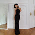 Socialite Sexy Tube Top Halter Backless Solid Color Elegant Slim Fit Dress Mop Dress for Women by Ragazza