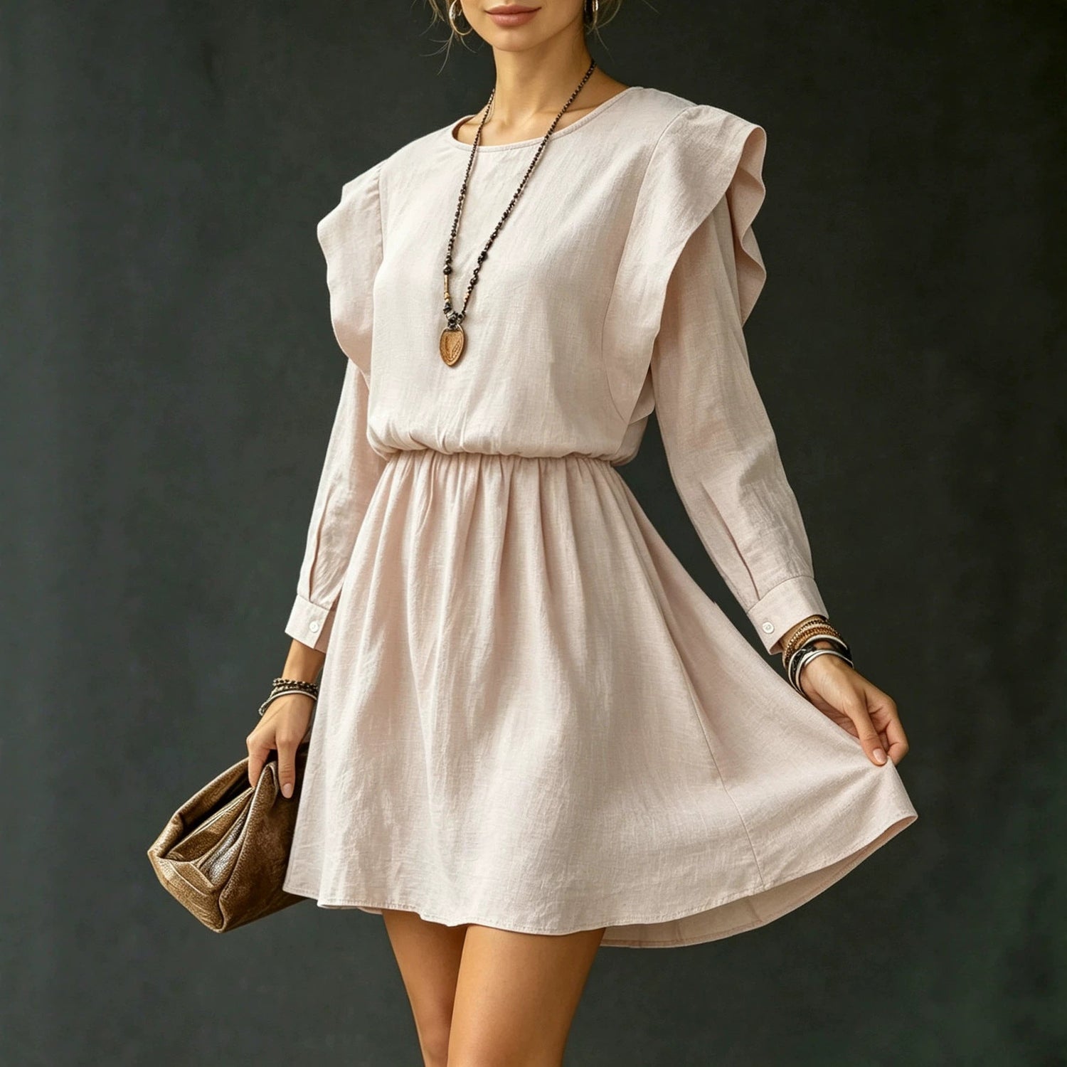 Women Clothing Sweet Elegance Padded Shoulder Dress  DestGlow