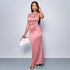 Summer Satin Pleated Sleeveless Slim Fit Maxi Dress Elegant Graceful Dress by Ragazza