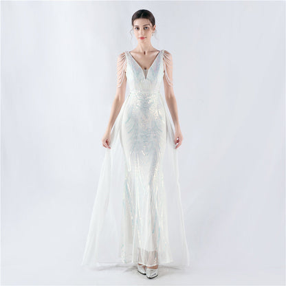 Dress Positioning Floral Sequin with Cloak Craft Beading High-End Evening Dress Annual Meeting Owner by Ragazza
