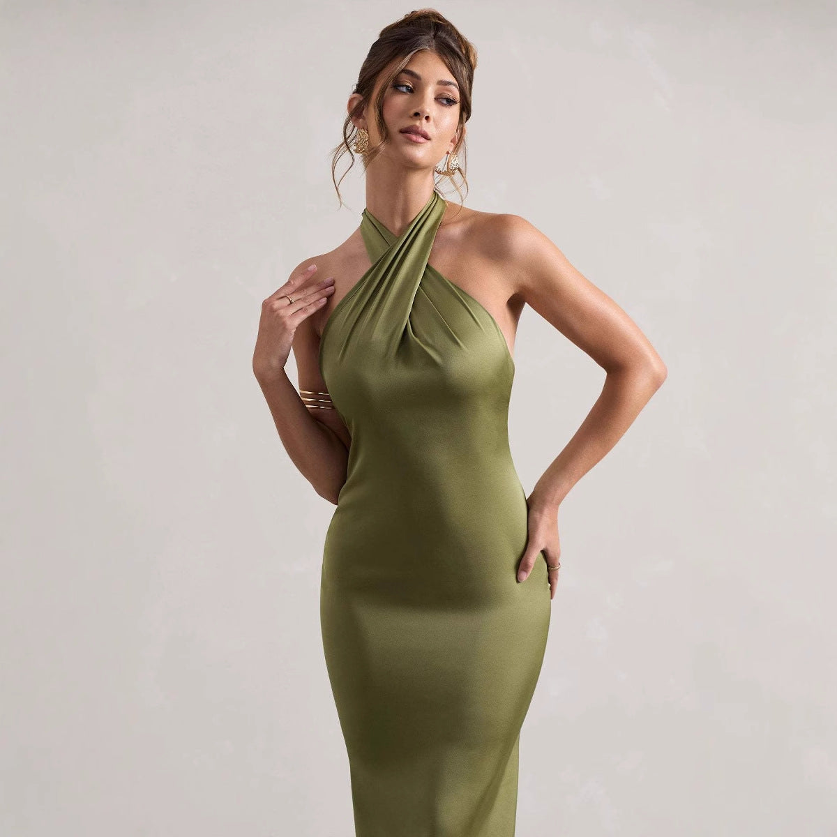 Halter Evening Dress Elegant Slim Dress Cocktail Party Dress by Ragazza