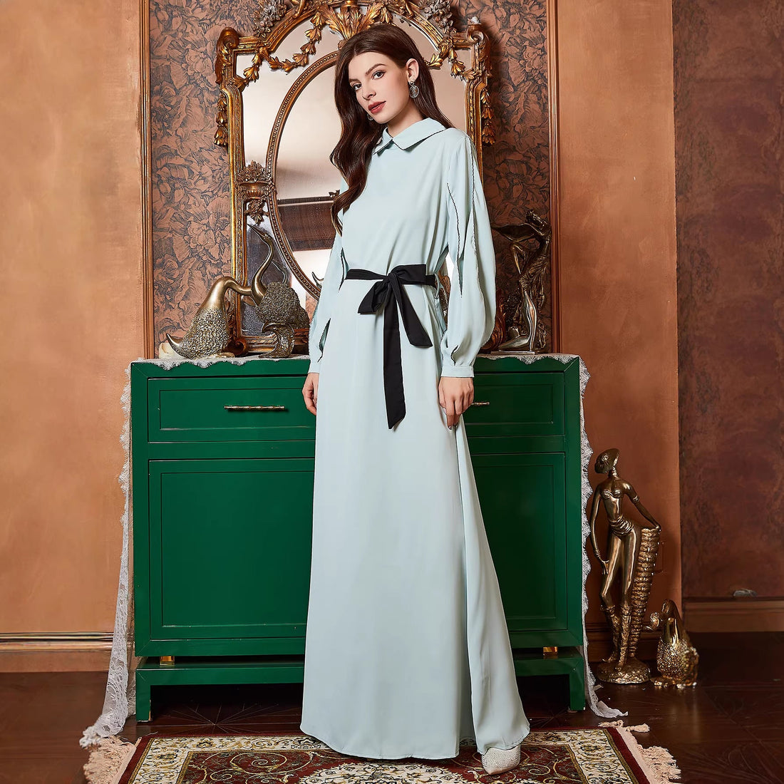 Elegant Dress with Belt by Ragazza