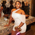 Women Clothing Micro Transparent Splicing Package Hip Dress One Shoulder Tube Top Asymmetric Dress by Ragazza