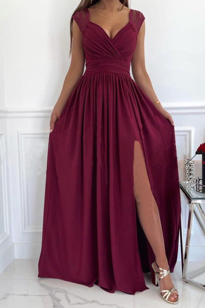 Women Clothing Sleeveless Backless Solid Color Wide Hem Split Women Clothing Dress by Ragazza