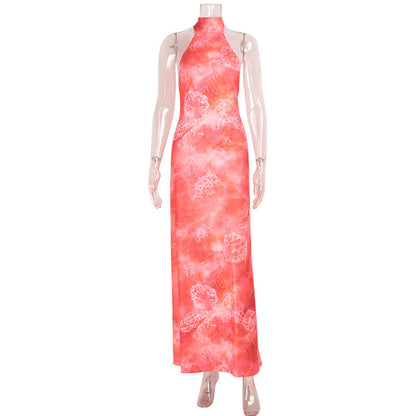 Summer Seaside Vacation Sexy Sleeveless Halter Backless Maxi Dress Women by Ragazza