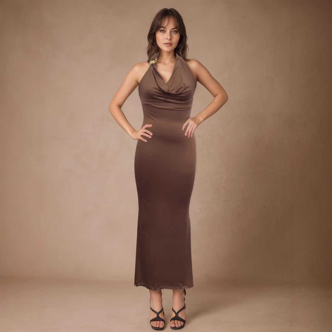 V neck Elegant Halter Dress Women Summer High Grade Sexy Sheath Dress by Ragazza