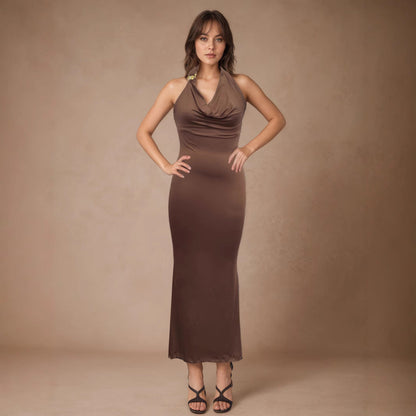 V neck Elegant Halter Dress Women Summer High Grade Sexy Sheath Dress by Ragazza