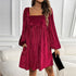 Autumn Winter Women Clothing Velvet Square Collar Solid Color Dress by Ragazza