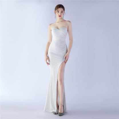 Heavy Industry Shrink Fold Wrinkle Craft Simple Retro Tube Top Evening Dress by Ragazza