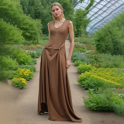 French Advanced Vacation Dress Autumn Dignified Sense of Design Slimming Sleeveless Dress for Women  DestGlow