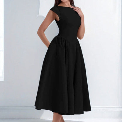 Spring French Sexy Elegant Waist Slimming Sleeveless Back Hollow Out Cutout Dress by Ragazza