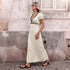 French Vacation Puff Sleeve Polka Dot Lace V neck Dress  DestGlow