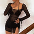 Summer Women Clothing Refreshing Slim Fit Square Collar Sexy Mesh See through Beach Cover Up Slim Fit Sexy by Ragazza