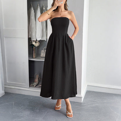 Women Clothing Summer Elegant Tube Top A line Dress by Ragazza