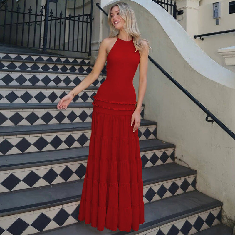 Women Clothing Summer Sexy Backless Halter Pleated Dress Women by Ragazza