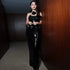 Charming Long Sheath Slim Fit Black Sequ Dress Spring Wear by Ragazza